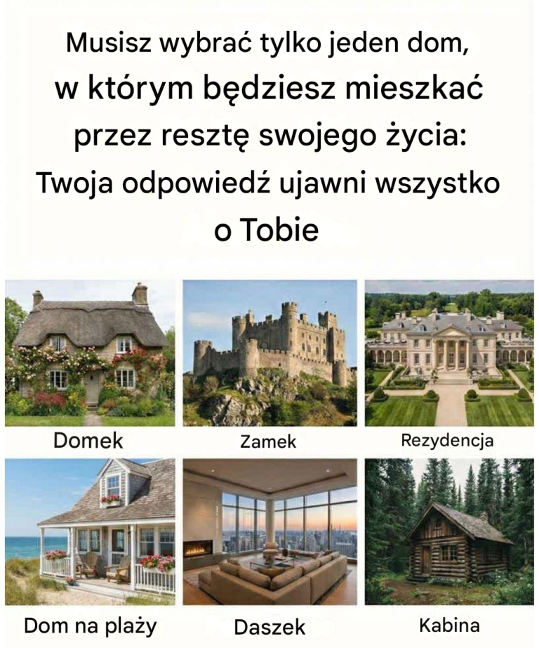 Musisz wybrać tylko jeden dom, w którym będziesz mieszkać przez resztę swojego życia: co twój wybór mówi o tobie
